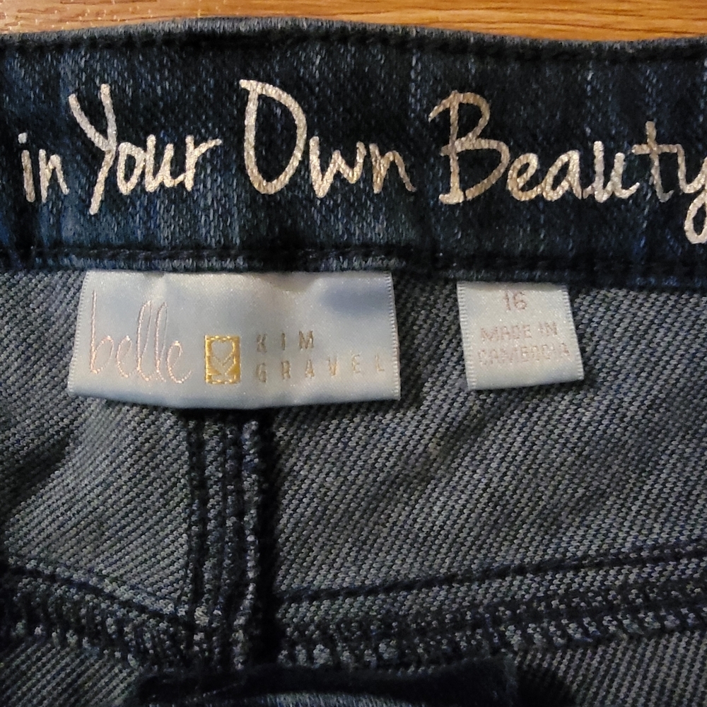 Belle by Kim Gravel Dark Blue Straight Leg Jeans 16 Regular Flexibelle - Picture 3 of 5